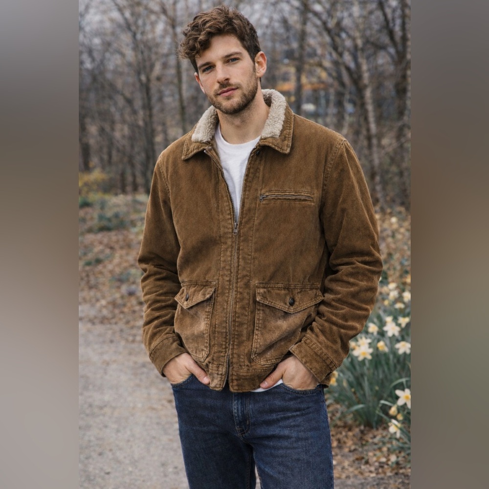 American Eagle Sherpa Lined Workwear Jacket - Corduroy - Men’s Medium